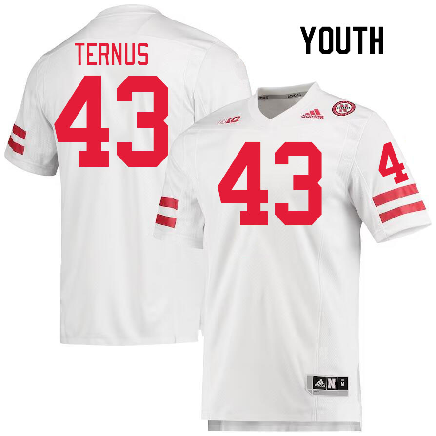 Youth #43 Landon Ternus Nebraska Cornhuskers College Football Jerseys Stitched Sale-White